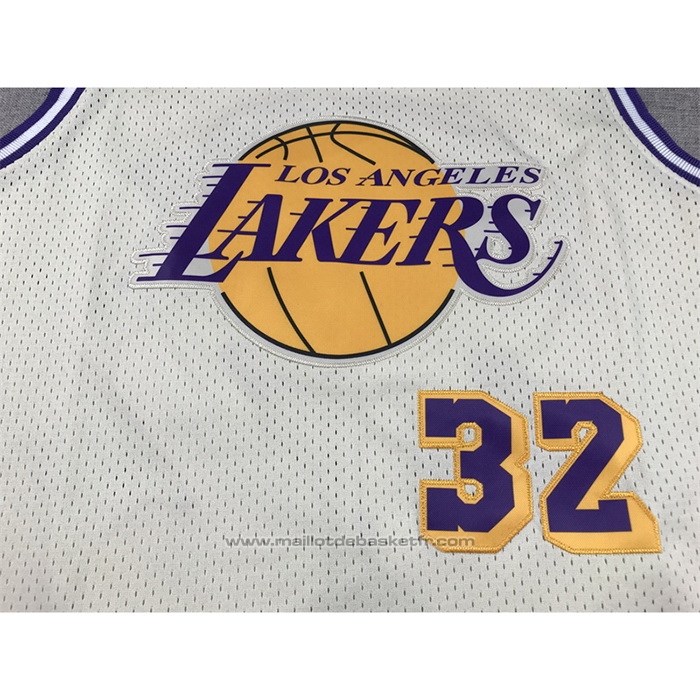 Maillot Los Angeles Lakers Magic Johnson #32 Mitchell & Ness Chainstitch Creme